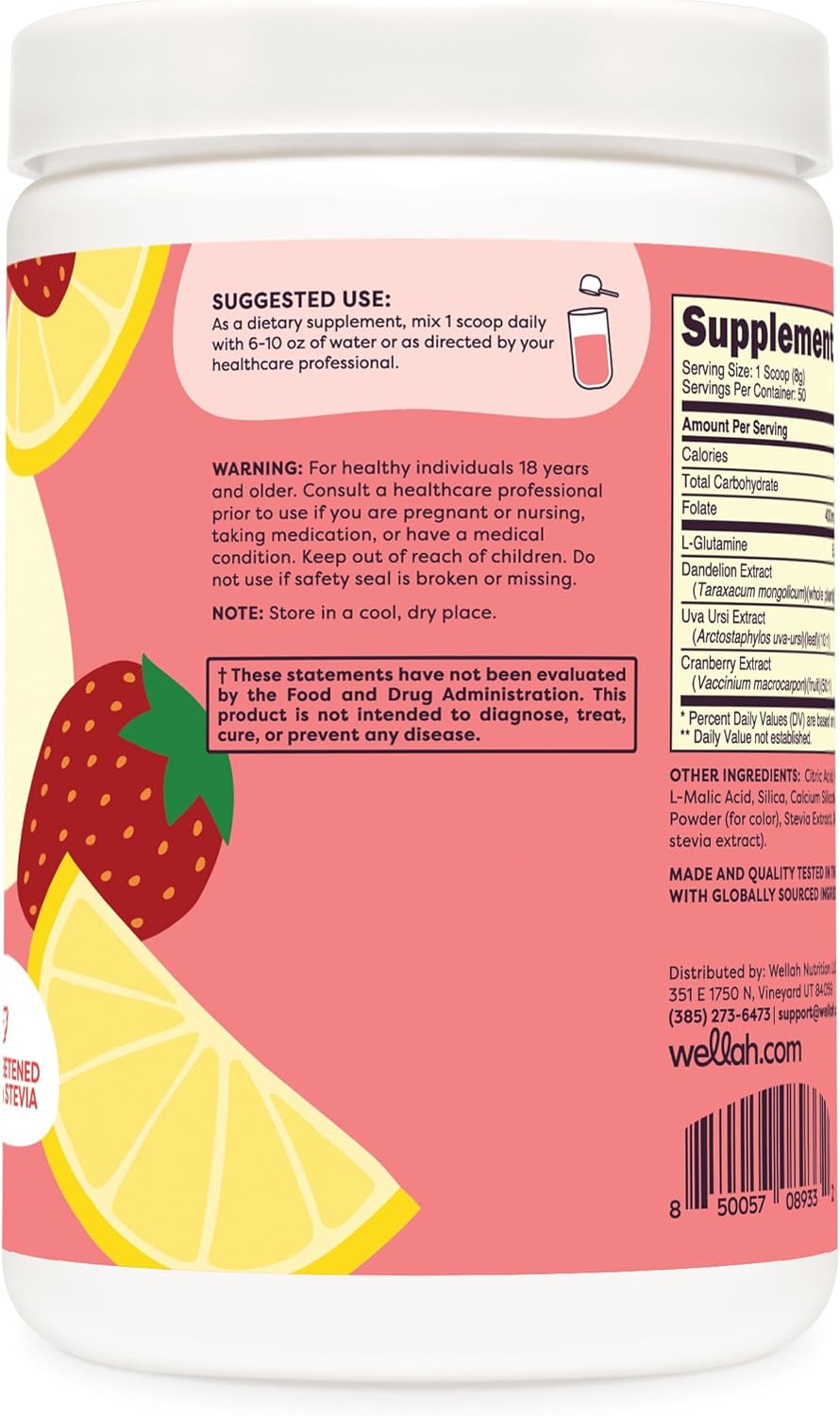 Strawberry Lemonade Flavored L-Glutamine Powder - 5g Per Serving, Sweetened with Stevia (50 Servings)