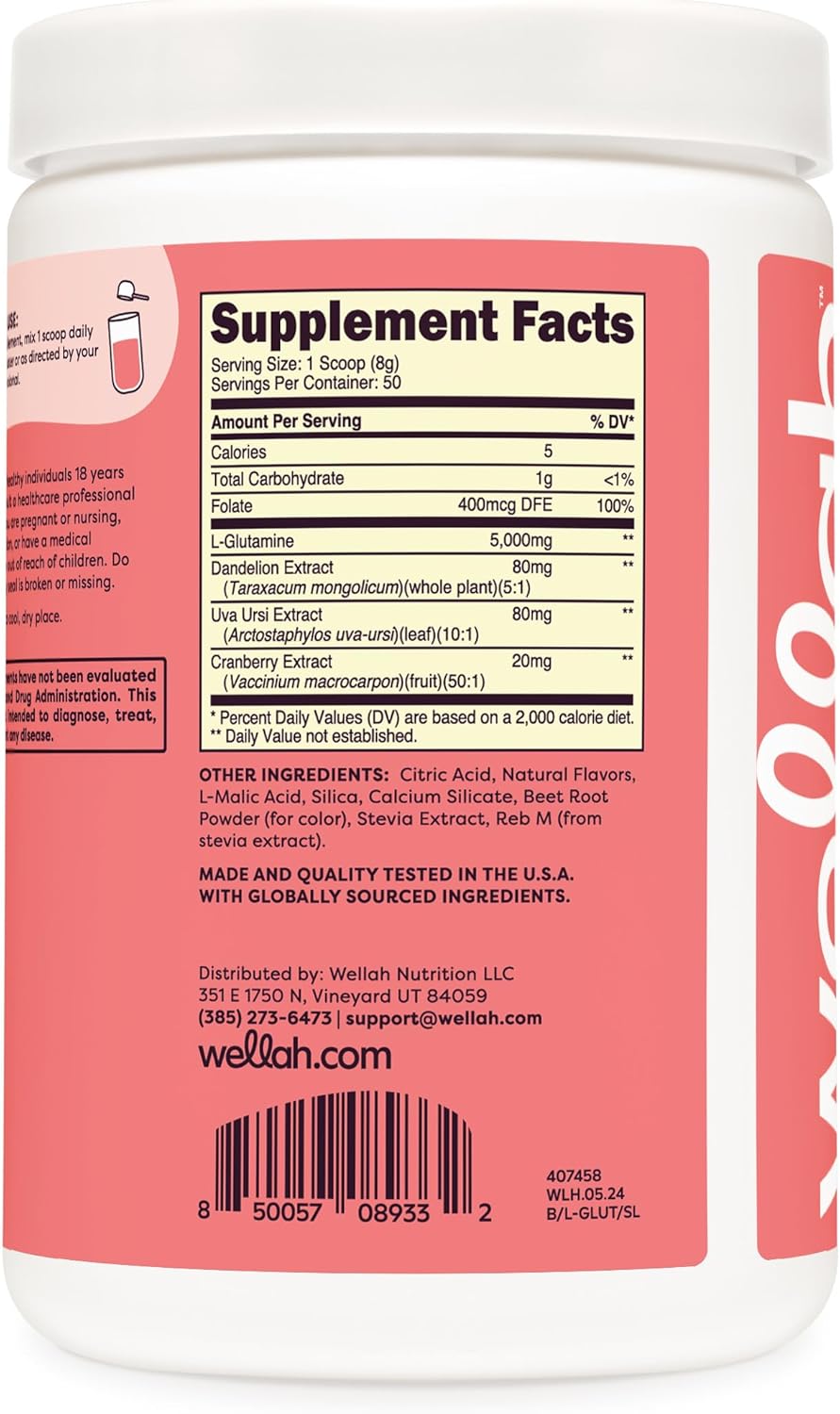Strawberry Lemonade Flavored L-Glutamine Powder - 5g Per Serving, Sweetened with Stevia (50 Servings)