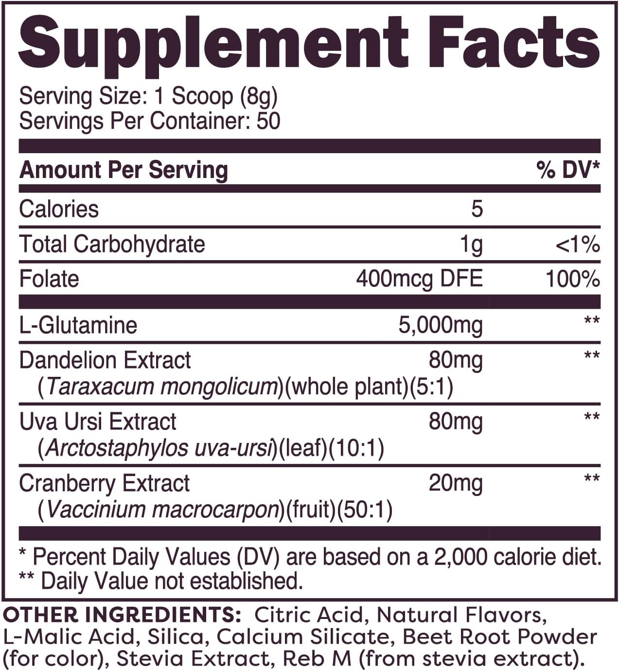 Strawberry Lemonade Flavored L-Glutamine Powder - 5g Per Serving, Sweetened with Stevia (50 Servings)
