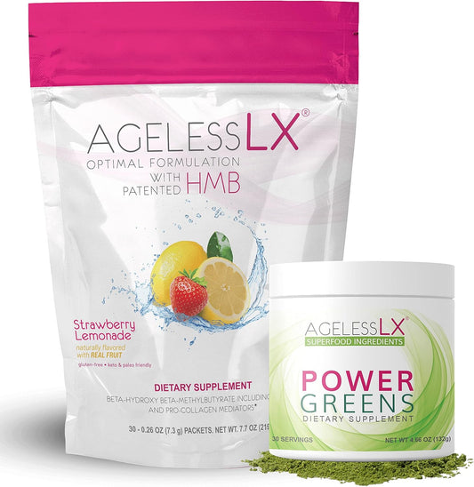 Strawberry Lemonade & Power Greens Supplement Bundle - Anti-Aging & Superfoods