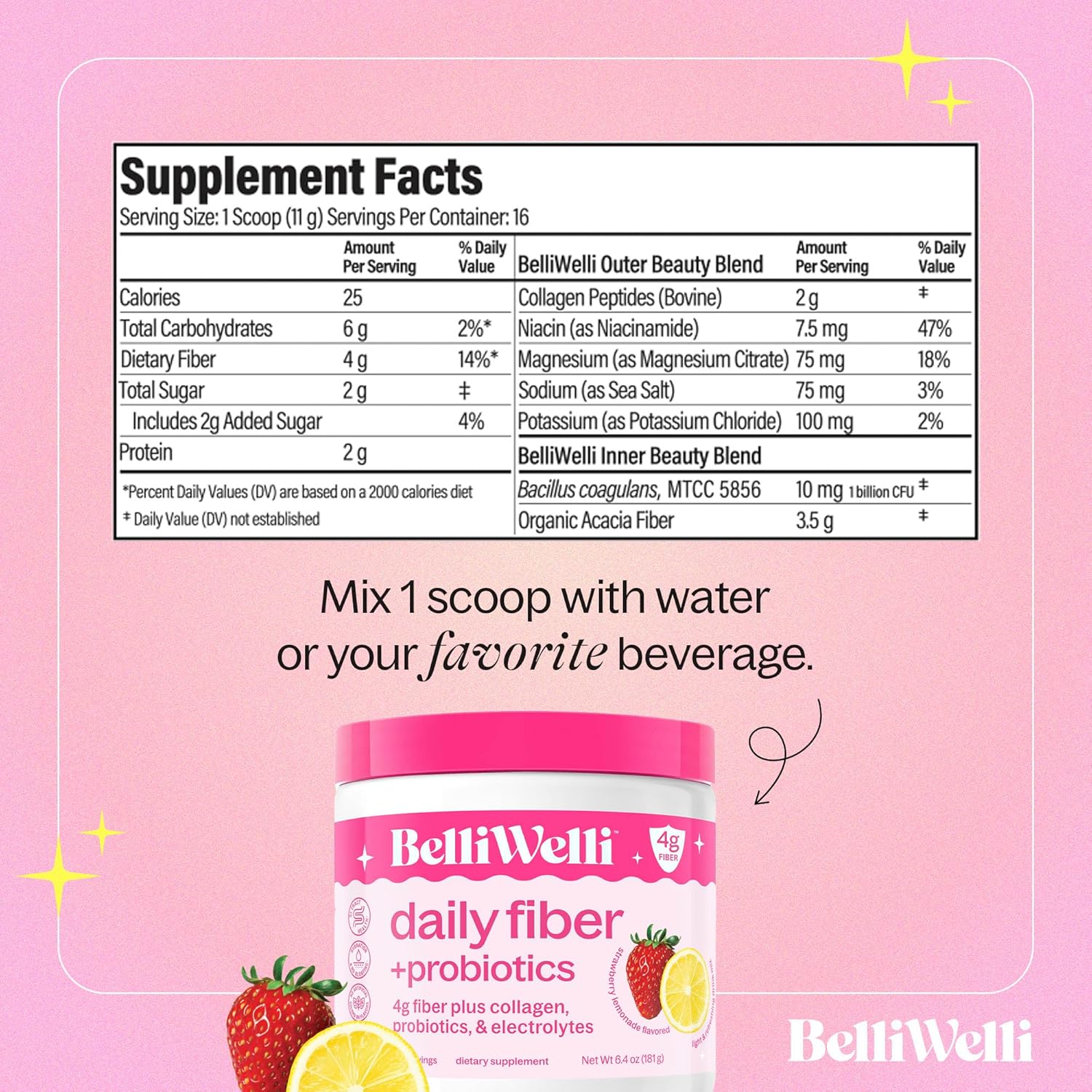 Strawberry Lemonade & Tropical Breeze Fiber Supplement Bundle with Collagen, Probiotics, Electrolytes - Promotes Digestive Health, Hydration, Skin Wellness - 32 Servings