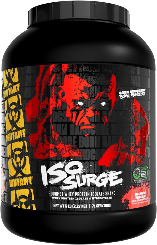 Strawberry Milkshake Mutant ISO Surge Whey Protein Isolate Powder - 5 lb for Fast Recovery and Muscle Building
