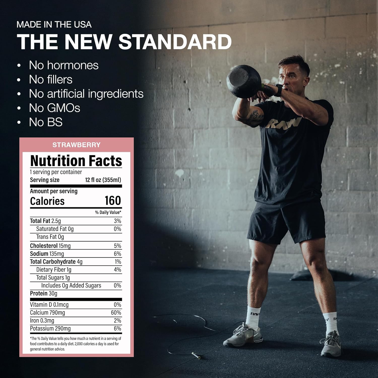 Strawberry Protein Shake - Grass-Fed Whey Isolate RTD Drink, Zero-Sugar & Gluten-Free, 12 Fl Oz