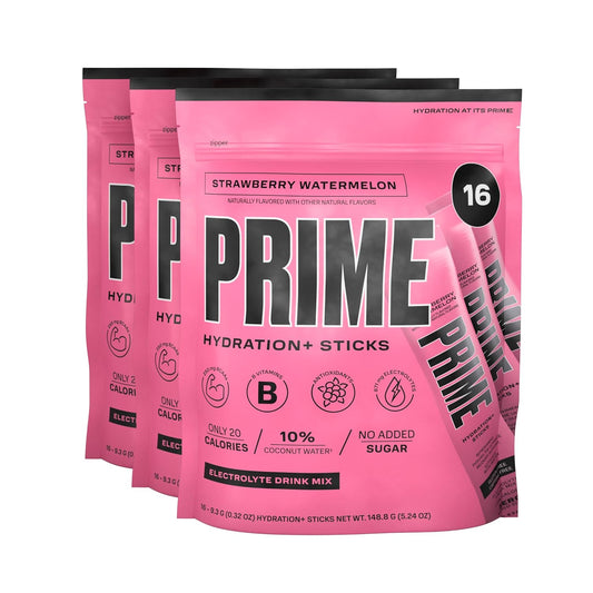 Strawberry Watermelon Hydration Powder Sticks | On-The-Go Electrolyte Powder | Low Sugar Vegan Formula | Caffeine-Free Single Serves | 48 Sticks