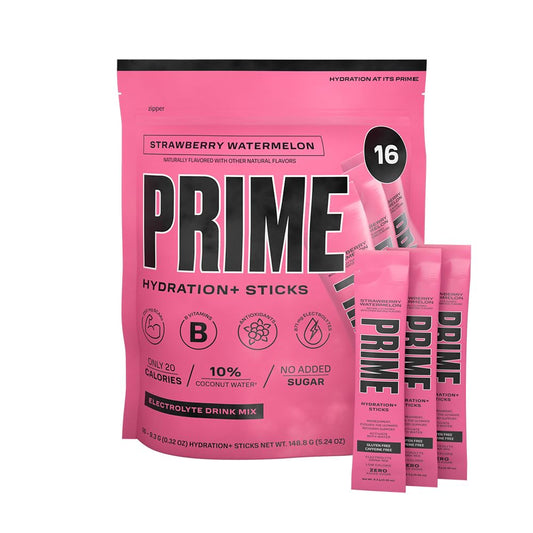 Strawberry Watermelon Hydration Powder Sticks | On-The-Go Electrolyte Hydration | Low Sugar & Caffeine-Free | Vegan | 16 Single Serve Sticks