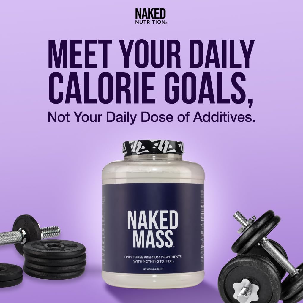 Strawberry Weight Gainer Protein Powder - 1,500 Calories, 50G Protein, GMO Free - 8lb Bulk Naked Nutrition Strawberry Mass