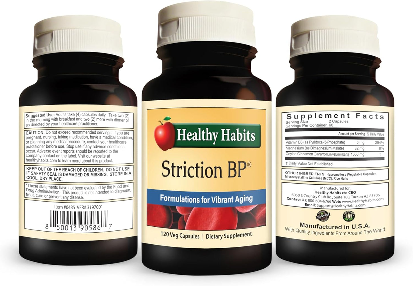 StrictionBP Bottle - 120 Veg Capsules for Healthy Habits and Blood Pressure Support