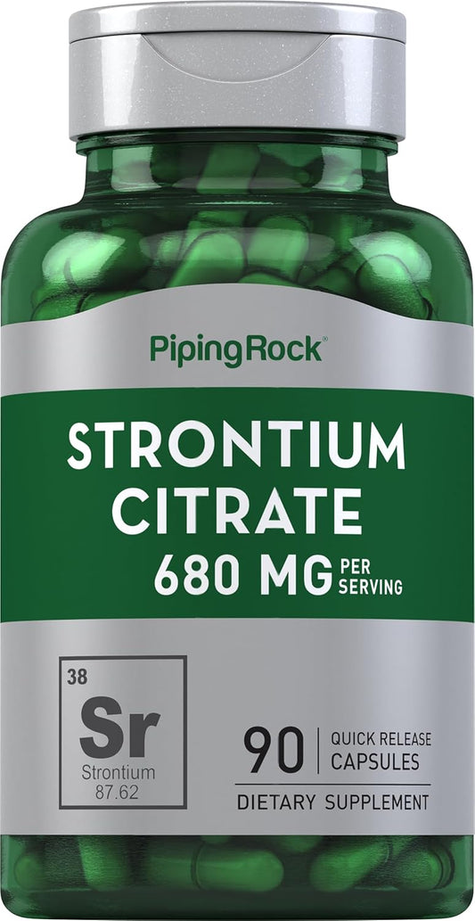 Strontium Citrate 680 mg Capsules | 90 Count Non-GMO, Gluten Free Supplement by Piping Rock