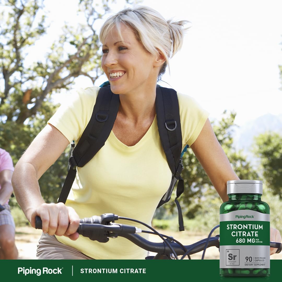 Strontium Citrate 680 mg Capsules | 90 Count Non-GMO, Gluten Free Supplement by Piping Rock