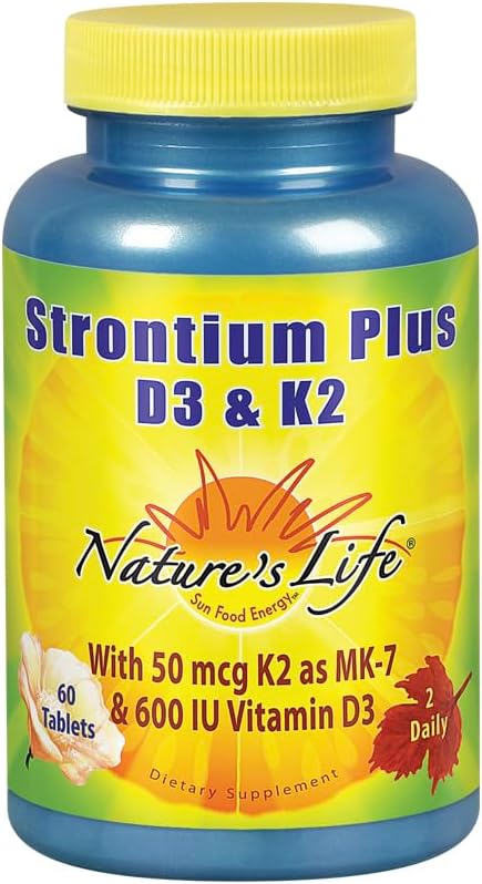 Strontium Plus with Vitamins D3 & K2 for Bone & Joint Health | Bioavailable Formula | 60 Tablets