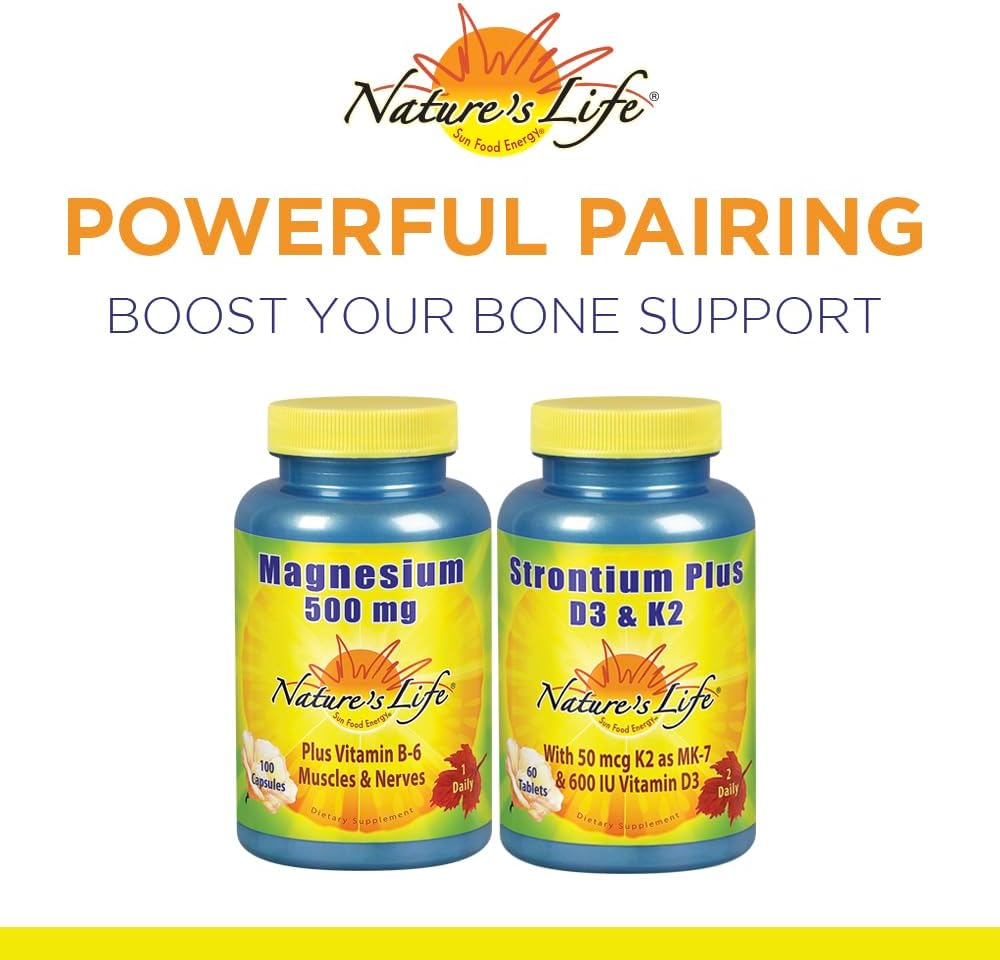 Strontium Plus with Vitamins D3 & K2 for Bone & Joint Health | Bioavailable Formula | 60 Tablets