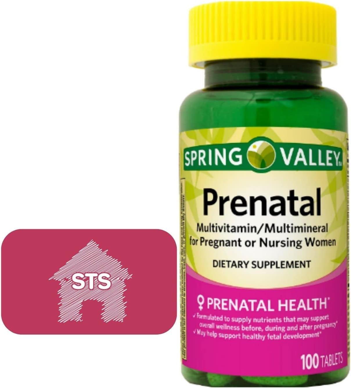 STS Home Spring Valley Prenatal Multivitamin - Multimineral Tablets, 100 Count + Bonus STS Sticker