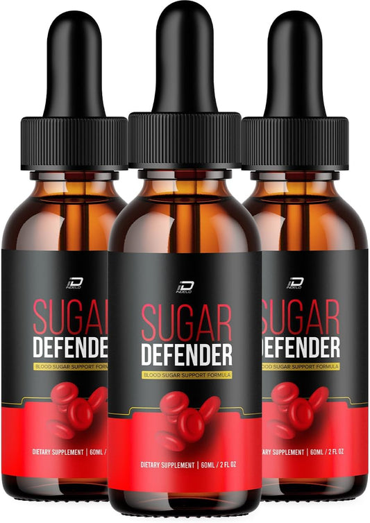 Sugar Defender Drops Supplement - 24 Hour Liquid Formula for Energy and Circulation - Organic Herbal Blend (3 Pack - 180 ML)