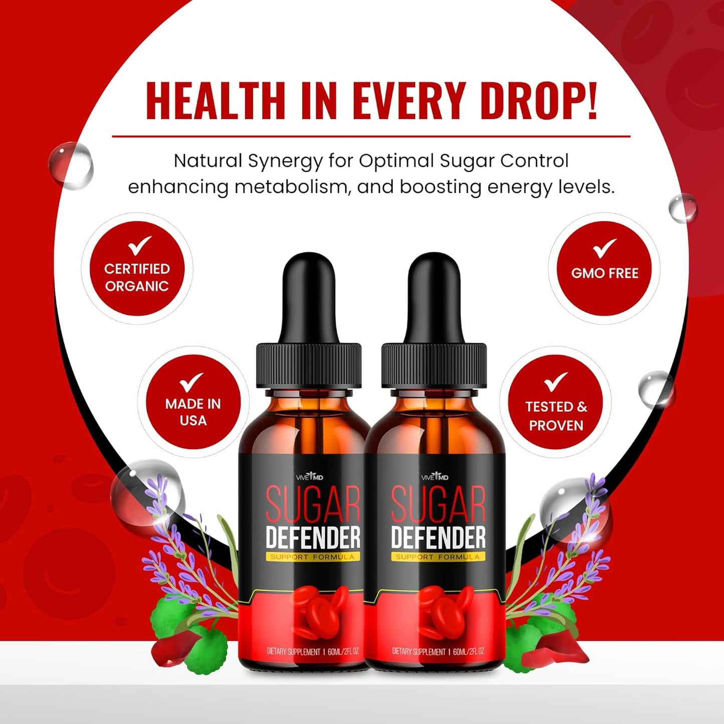 Sugar Defender Drops with Hawthorn Berry - Maximum Strength Supplement - Official Formula for Blood Sugar Support - 1 Pack