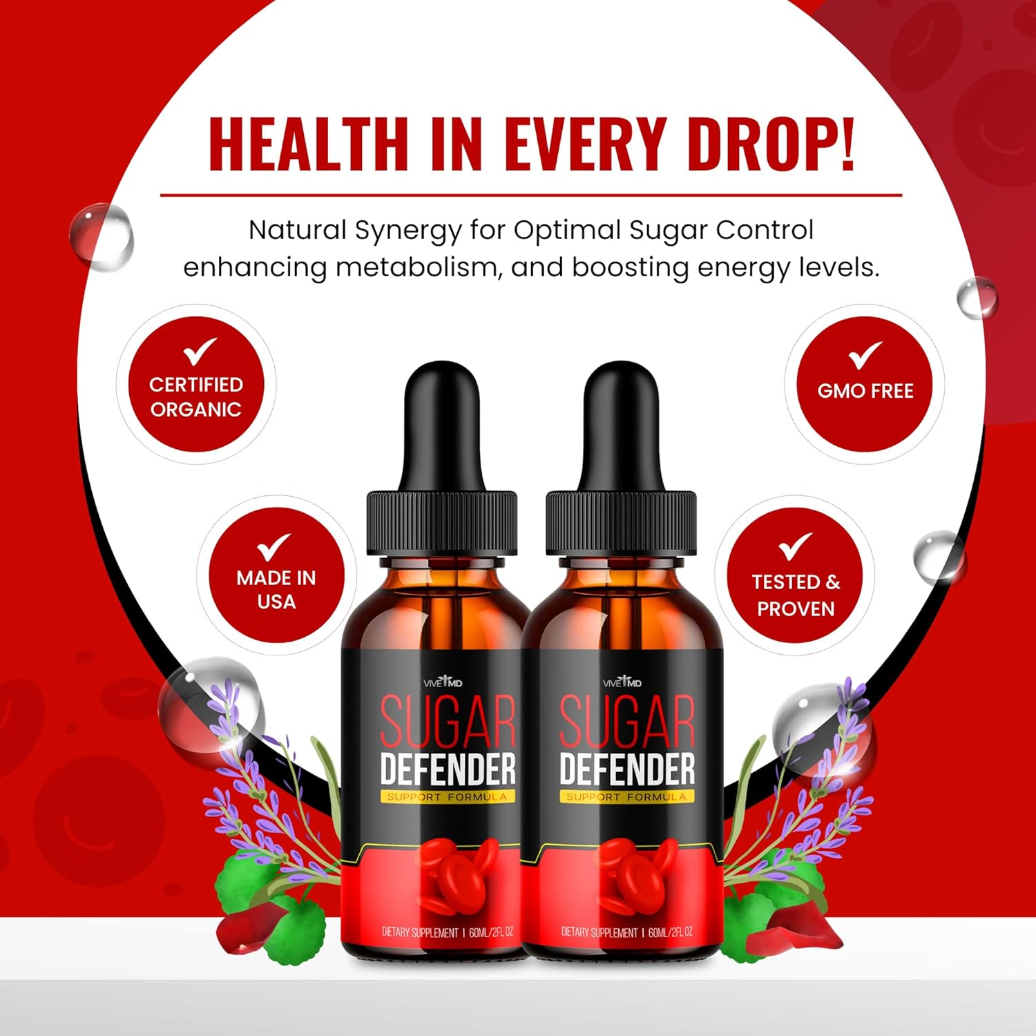 Sugar Defender Drops with Hawthorn Berry - Maximum Strength Supplement - Official Formula for Blood Sugar Support - 1 Pack