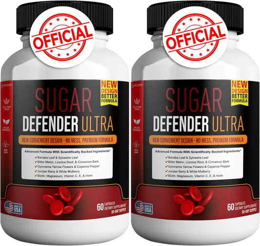 Sugar Defender Ultra Supplement - Advanced Formula with Vitamins, Minerals, and Banaba Leaf - 60 Vegan Capsules, Non-GMO