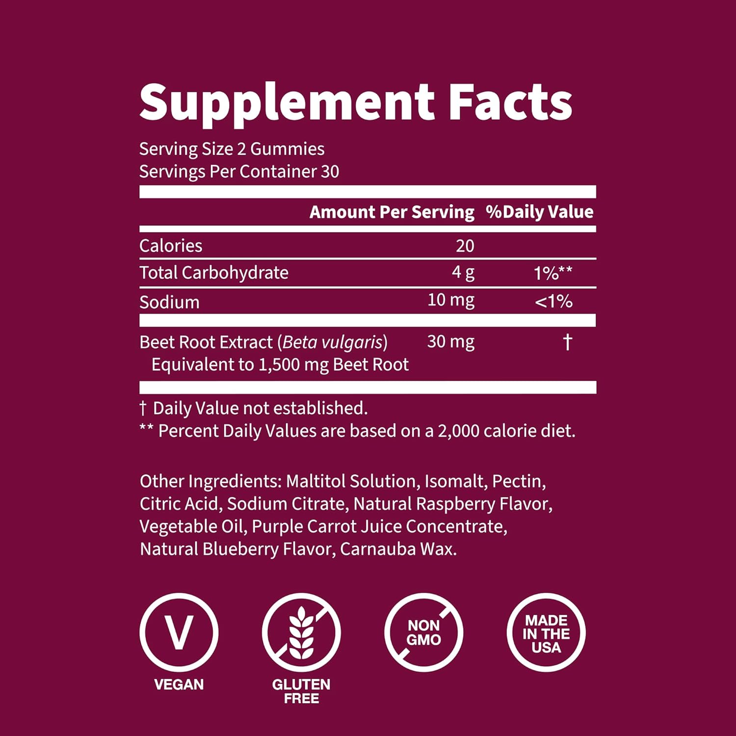 Sugar-Free Beet Root Gummies 1500mg with Lion's Mane for Blood Pressure and Brain Support - Blueberry Flavor, 60 Ct.