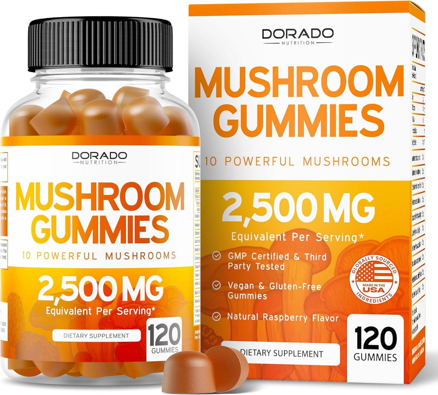 Sugar-Free Berberine Gummies with Ceylon Cinnamon (1,200mg) & Mushroom Gummies Supplement (120 Gummies)