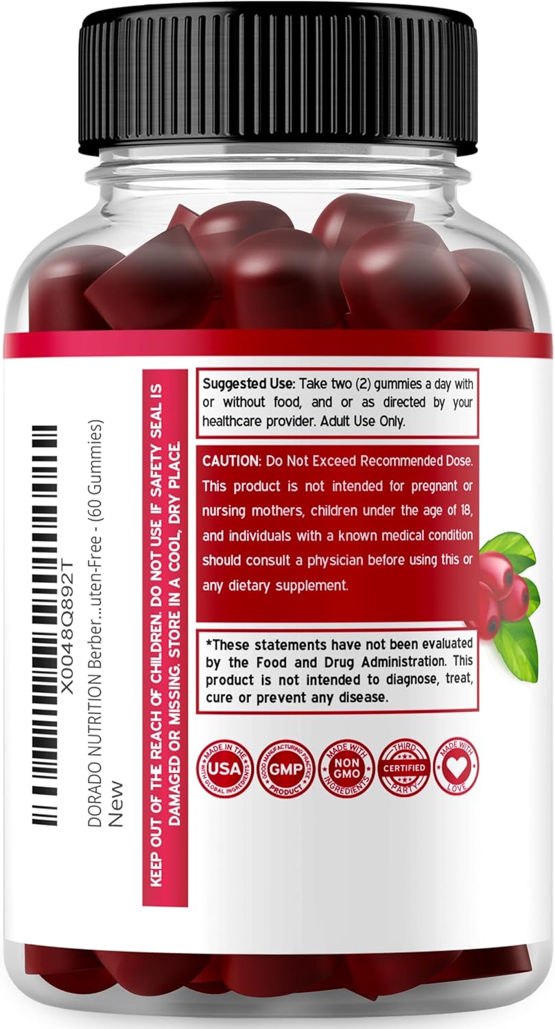 Sugar-Free Berberine Gummies with Ceylon Cinnamon (1,200mg) & Mushroom Gummies Supplement (120 Gummies)