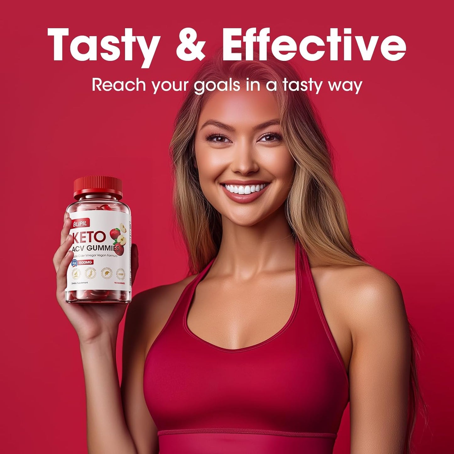 Sugar-Free BLIPIL Keto ACV Gummies with 1500mg Apple Cider Vinegar for Weight Loss - Gelatin-Free, Gluten-Free, Vegan & Non-GMO - 90 Count