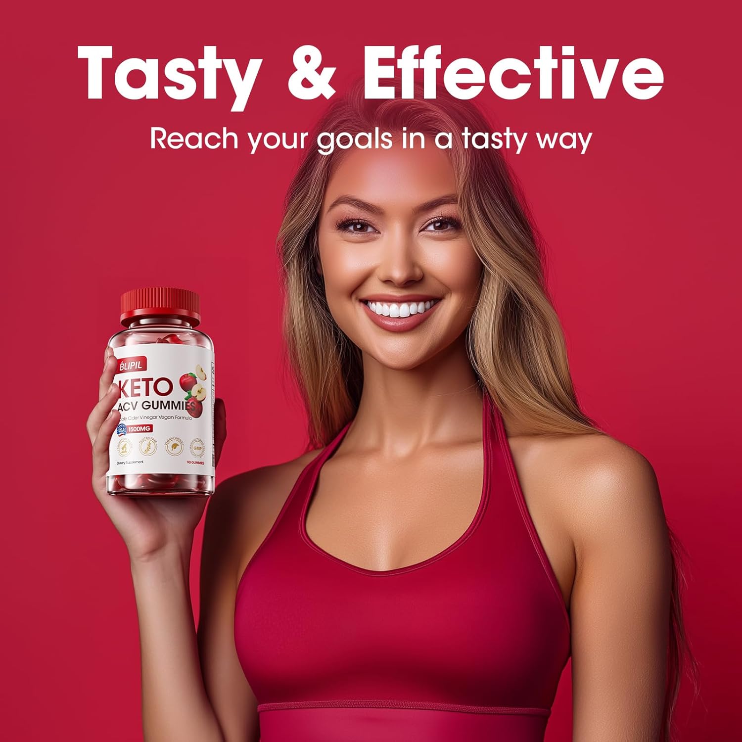 Sugar-Free BLIPIL Keto ACV Gummies with 1500mg Apple Cider Vinegar for Weight Loss - Gelatin-Free, Gluten-Free, Vegan & Non-GMO - 90 Count