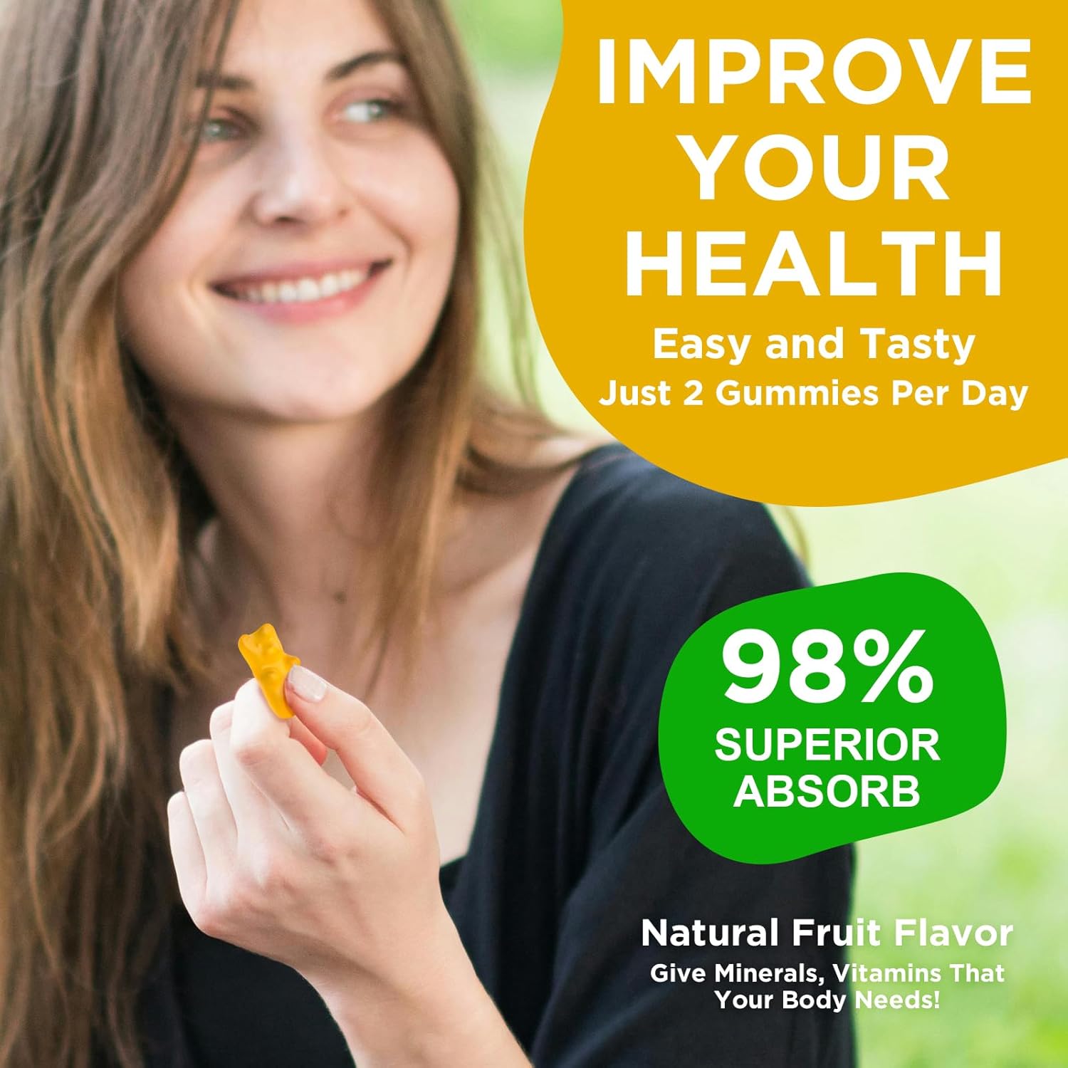 Sugar-Free Calcium Magnesium Zinc Gummies with Vitamin D3 for Bone and Muscle Health - 120 Pineapple Flavored Gummies