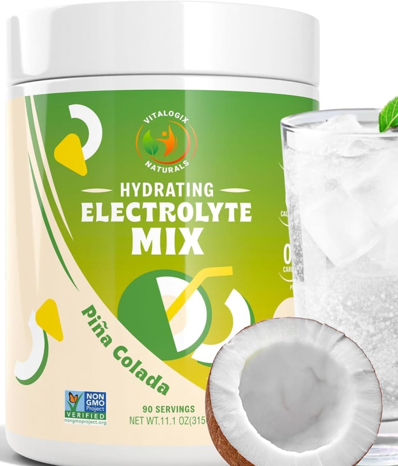 Sugar-Free Coconut Electrolyte Powder - Zero Calorie Hydration Mix, Natural Ingredients, Keto-Friendly - 90 Servings