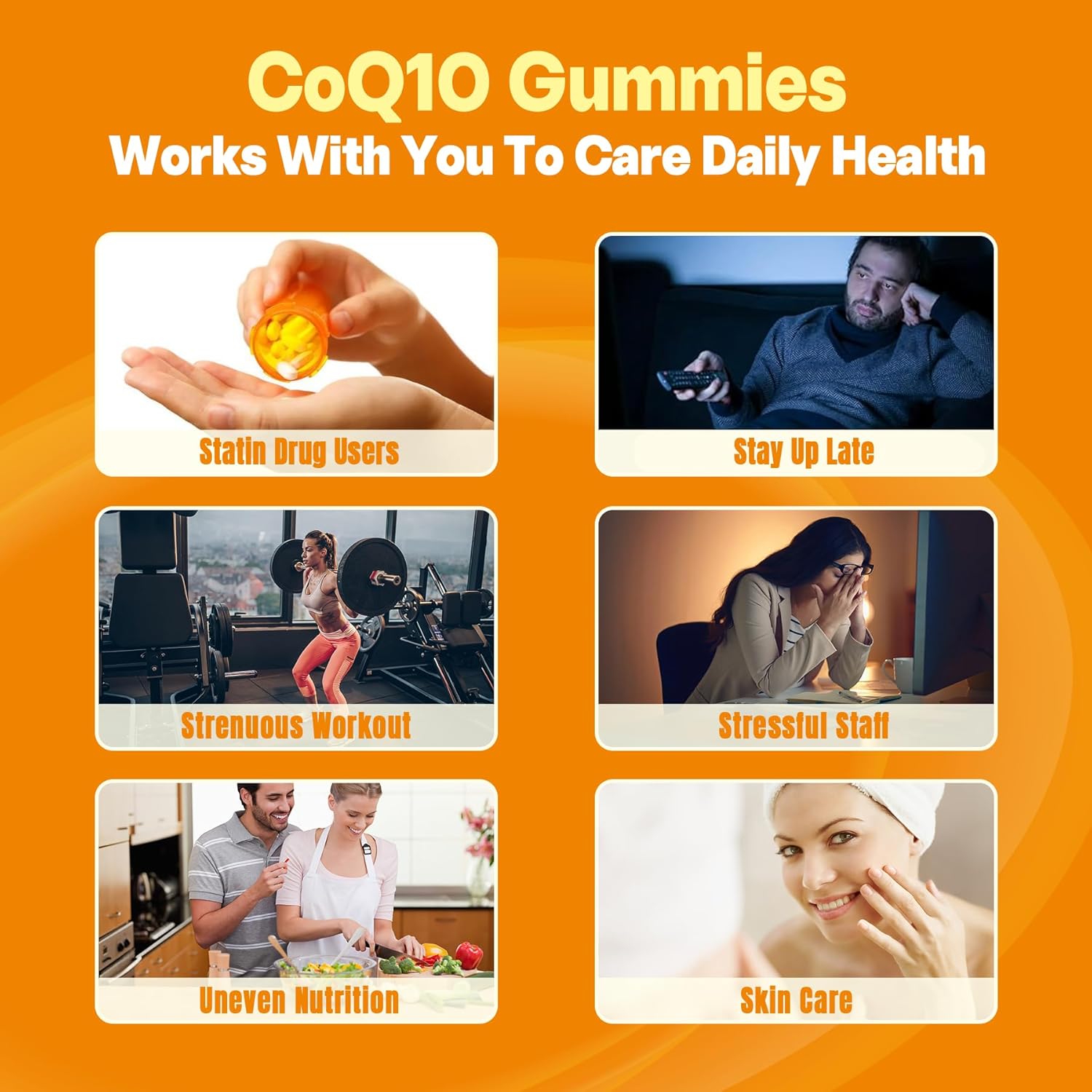 Sugar Free CoQ10-250mg and Magnesium Gummies Combo for Adults, 60 Count Pack