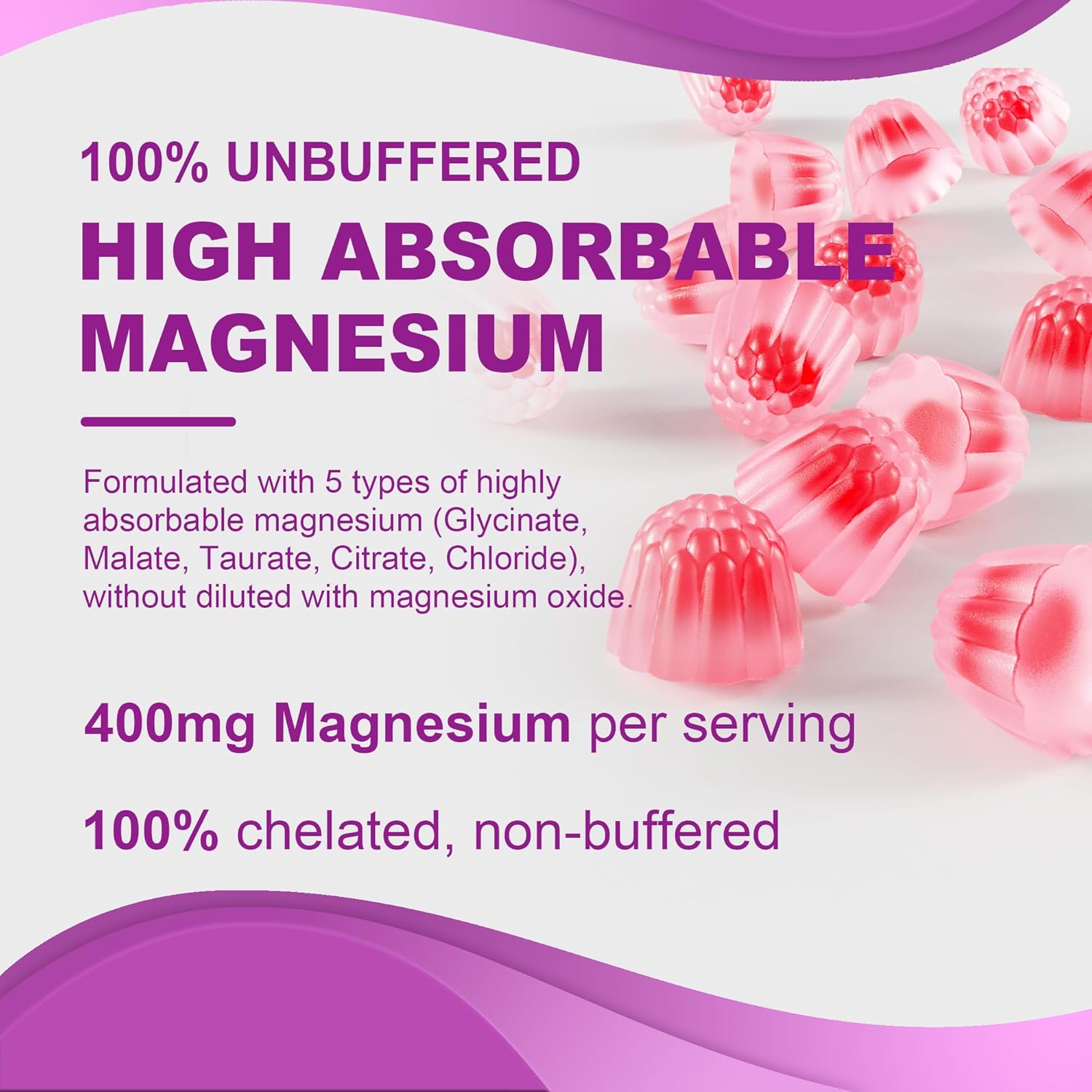 Sugar Free CoQ10-250mg and Magnesium Gummies Combo for Adults, 60 Count Pack