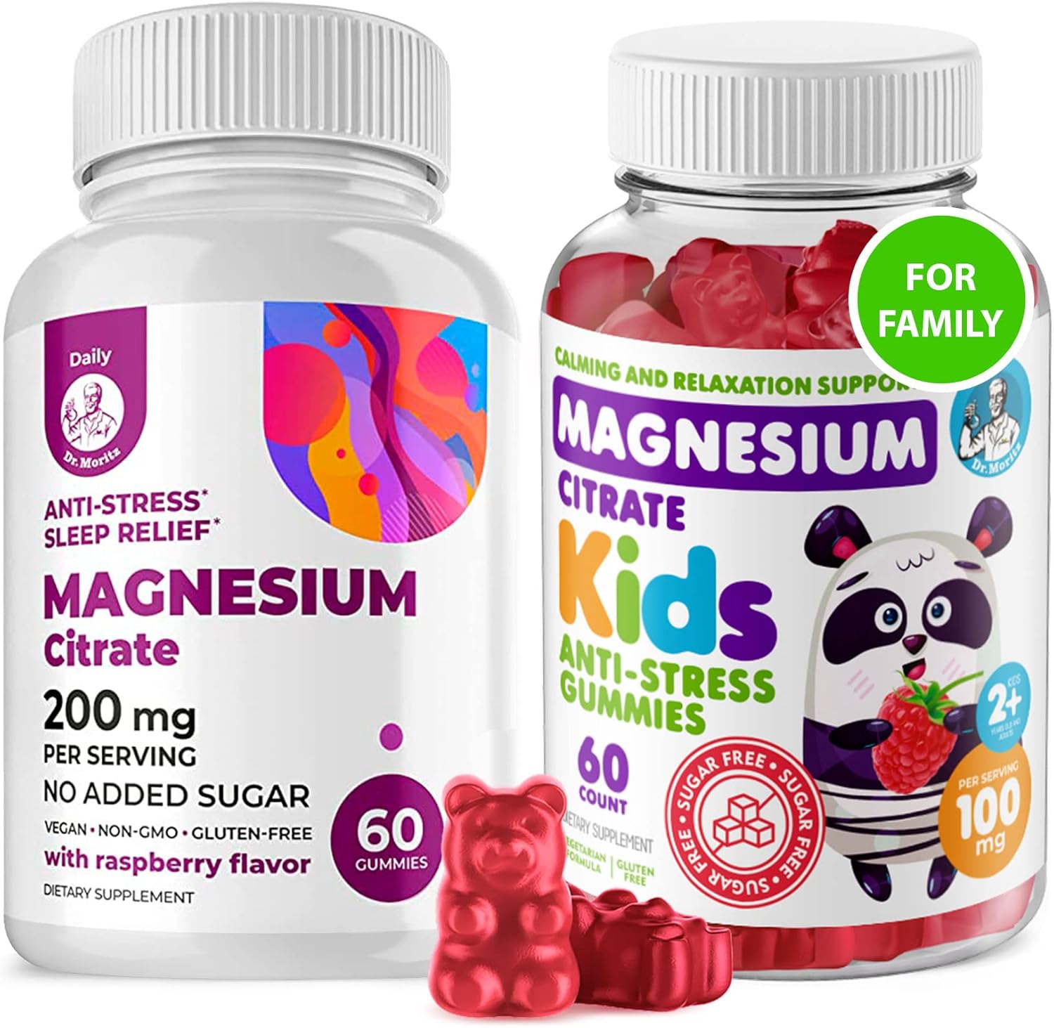 Sugar-Free Dr. Moritz Kids Magnesium Gummies - 60 Count Calm Supplement for Children and Adults - BoostGo Australia