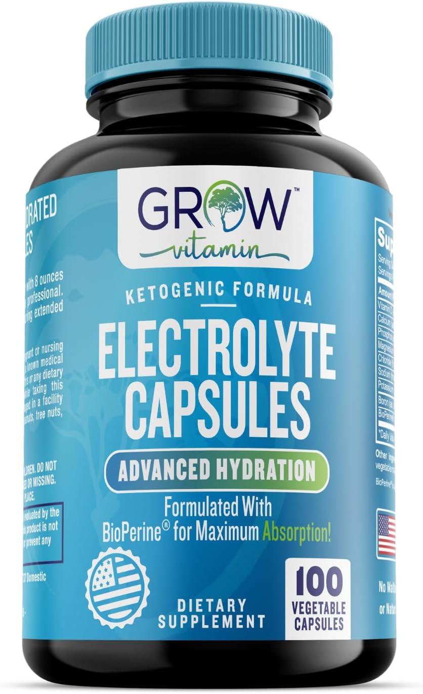 Sugar-Free Electrolyte Capsules for Energy & Hydration - Keto-Friendly Salt Pills with No Maltodextrin - 100 Capsules