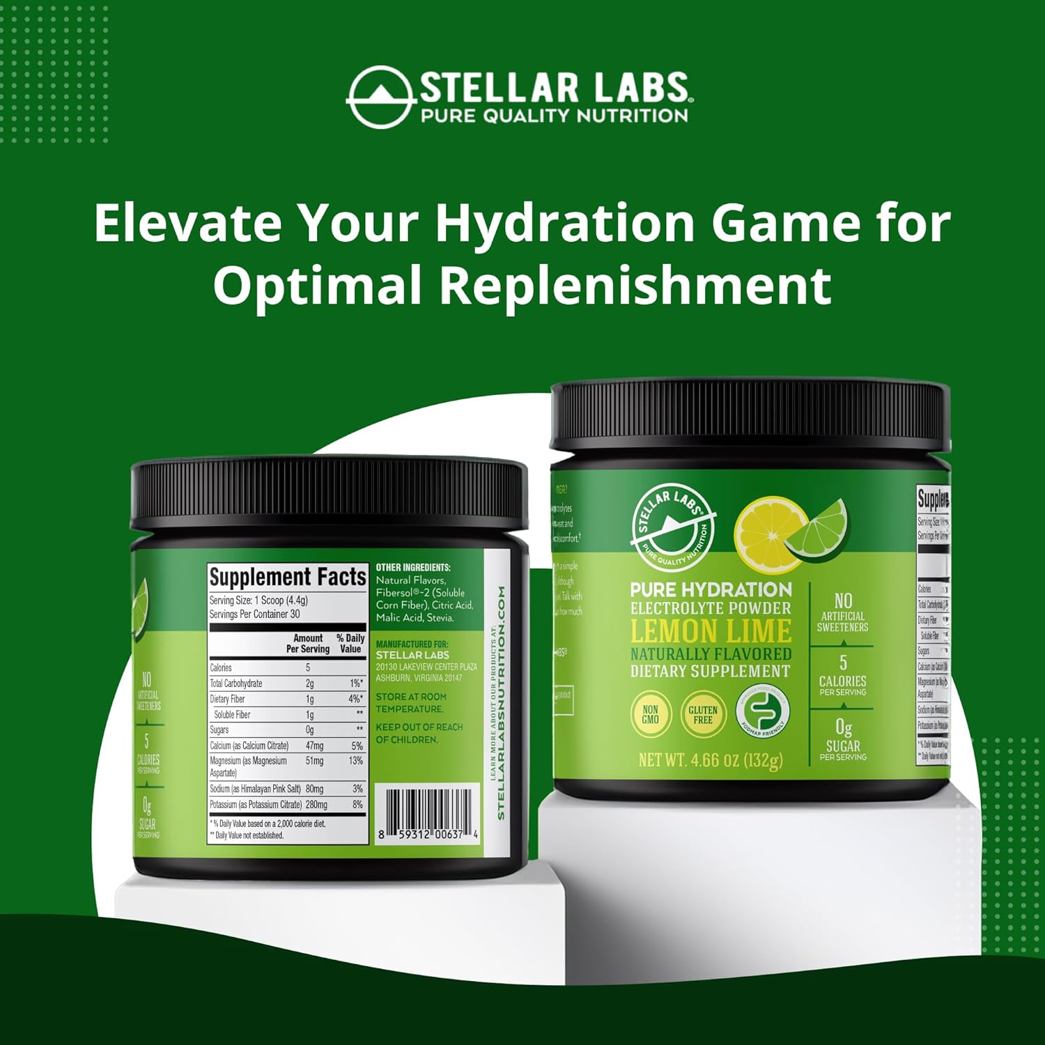 Sugar-Free Electrolyte Powder Mix for Hydration | Low FODMAP & Keto-Friendly Lemon Lime Drink Mix | Non-GMO & Gluten-Free Dehydration Relief - 30 Servings
