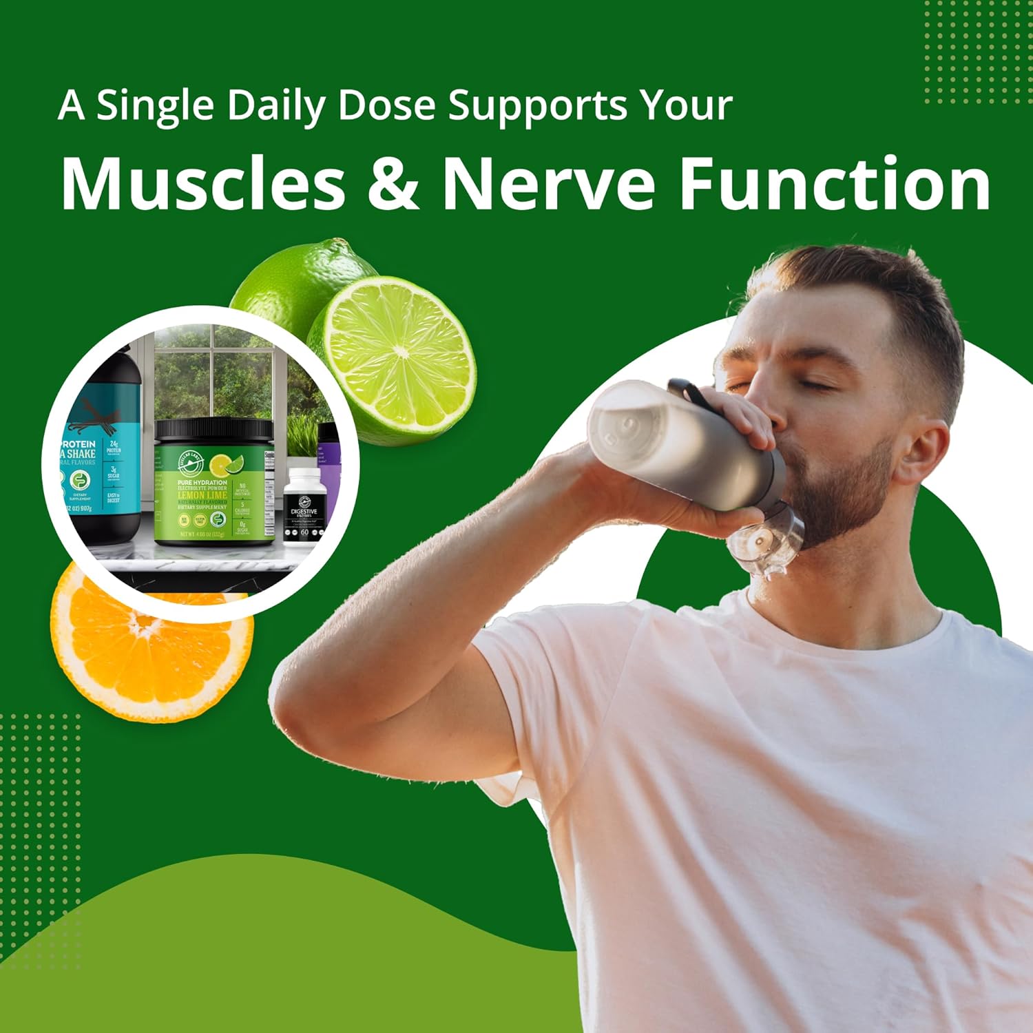 Sugar-Free Electrolyte Powder Mix for Hydration | Low FODMAP & Keto-Friendly Lemon Lime Drink Mix | Non-GMO & Gluten-Free Dehydration Relief - 30 Servings