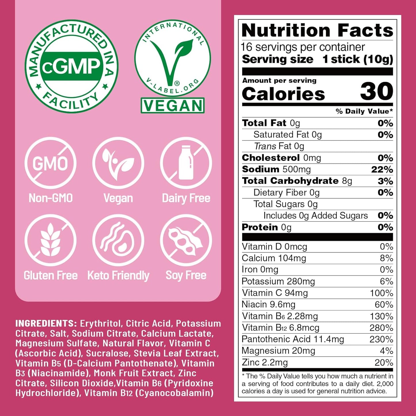 Sugar Free Electrolyte Powder Packets for Rapid Hydration & Recovery - Keto Friendly IV Drink Mix with Vitamins and Electrolytes