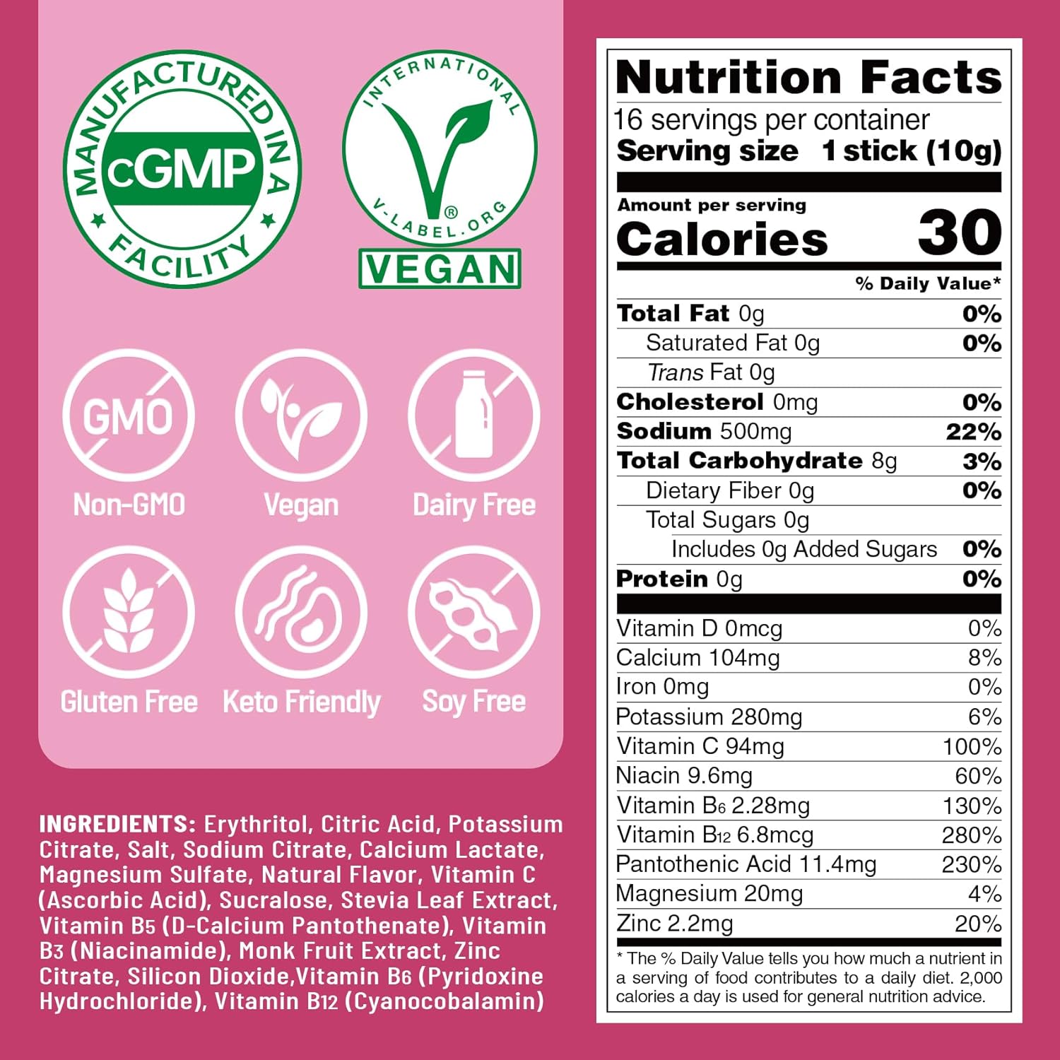 Sugar Free Electrolyte Powder Packets for Rapid Hydration & Recovery - Keto Friendly IV Drink Mix with Vitamins and Electrolytes