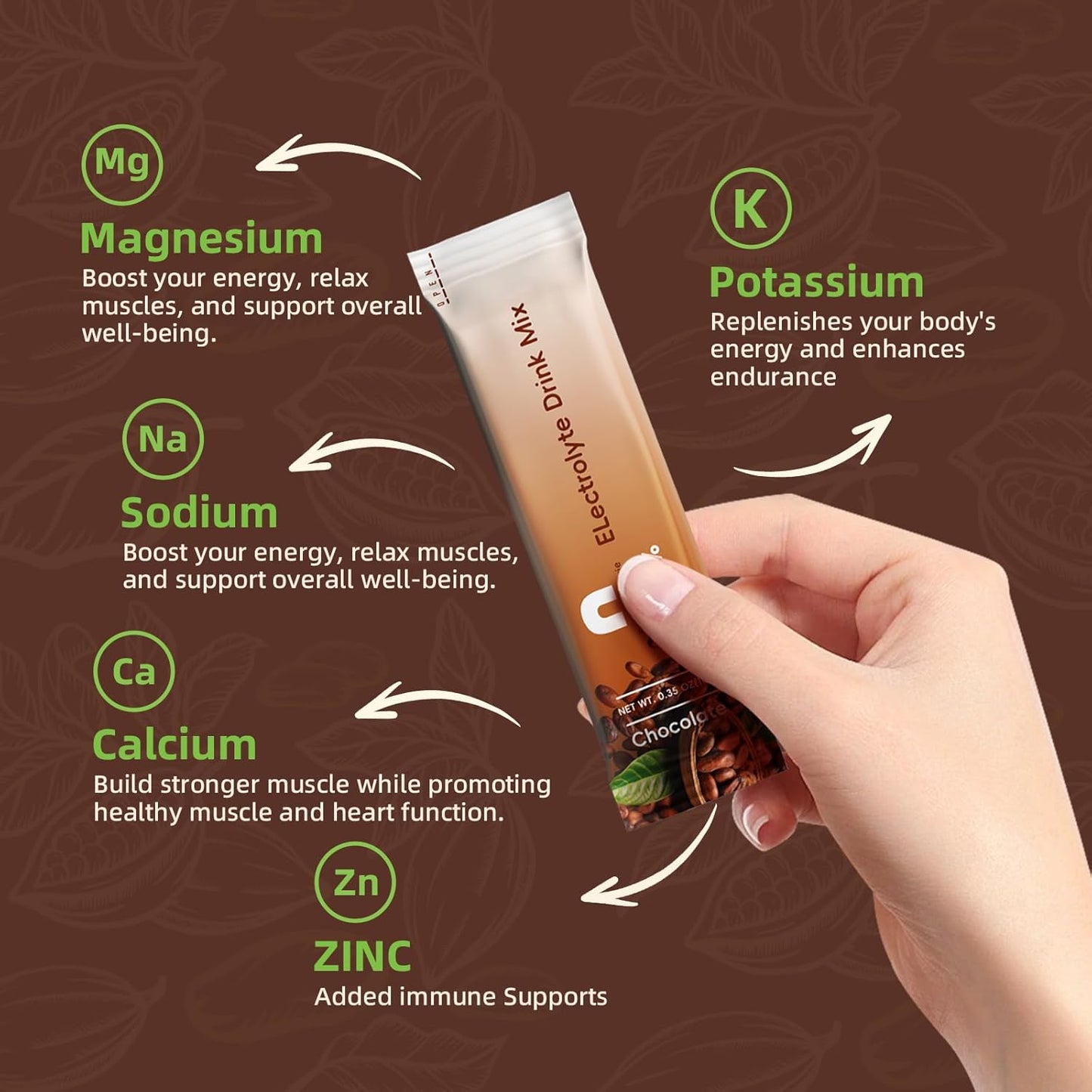 Sugar-Free Electrolyte Powder Packets with Vitamins & Magnesium - 15 Sticks for Hydration Replenishment