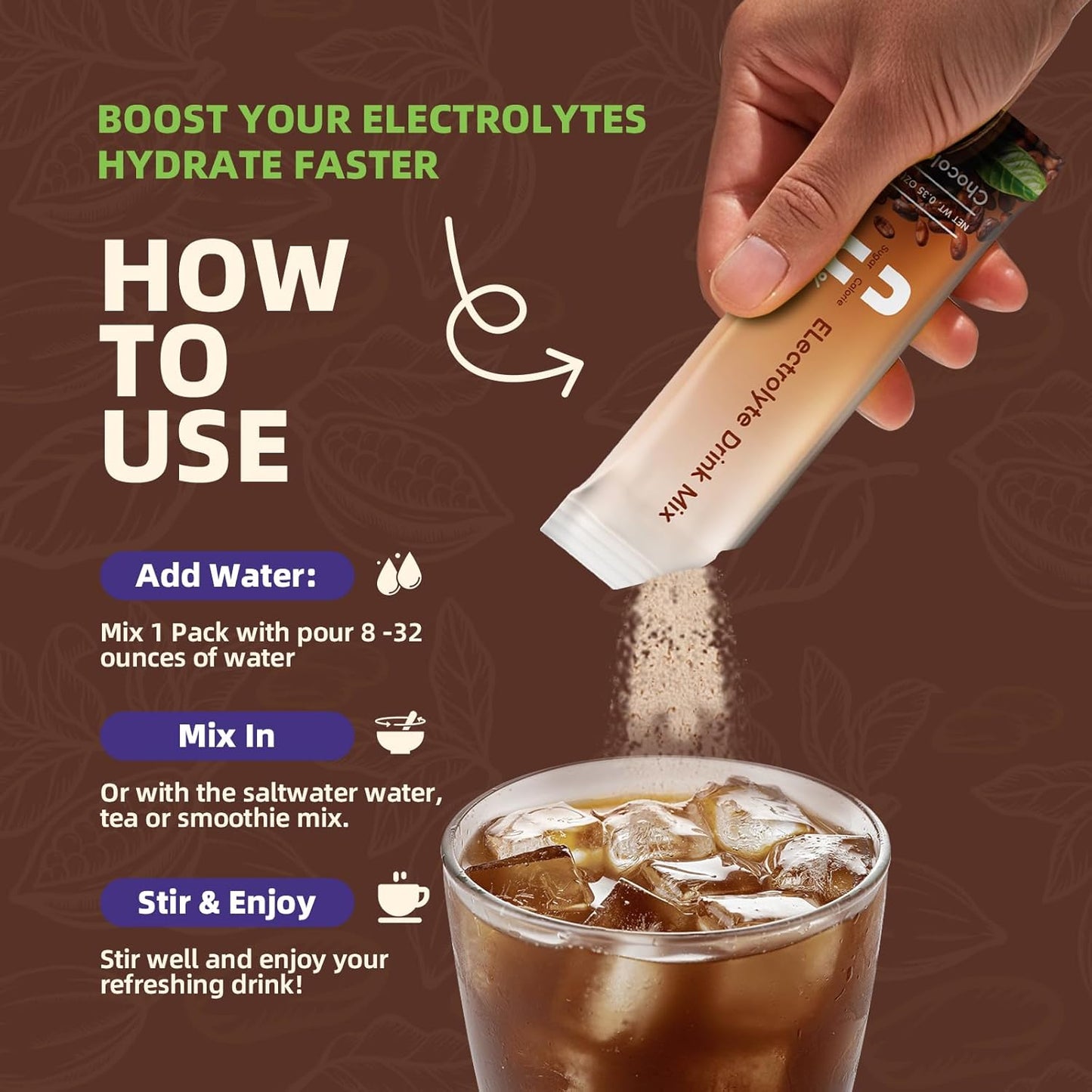 Sugar-Free Electrolyte Powder Packets with Vitamins & Magnesium - 15 Sticks for Hydration Replenishment