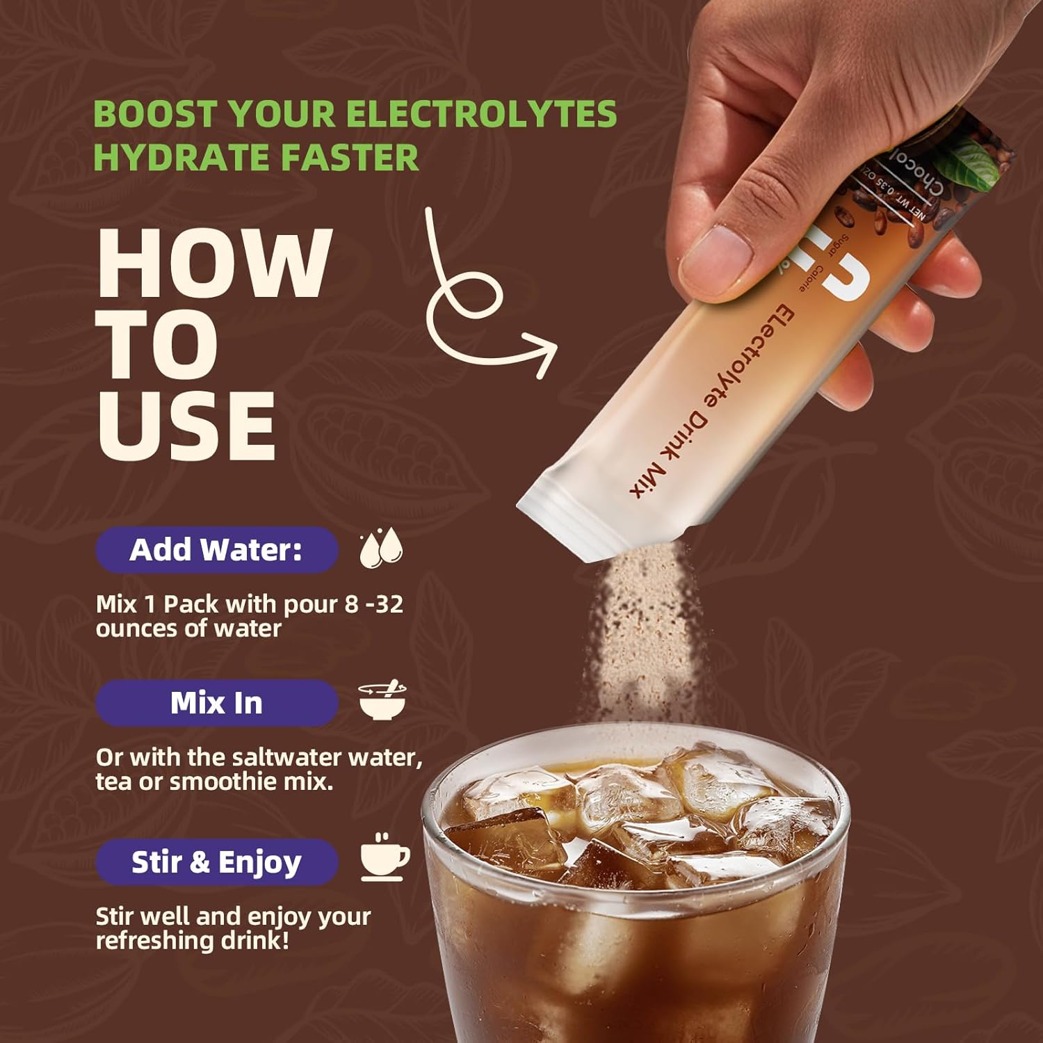 Sugar-Free Electrolyte Powder Packets with Vitamins & Magnesium - 15 Sticks for Hydration Replenishment