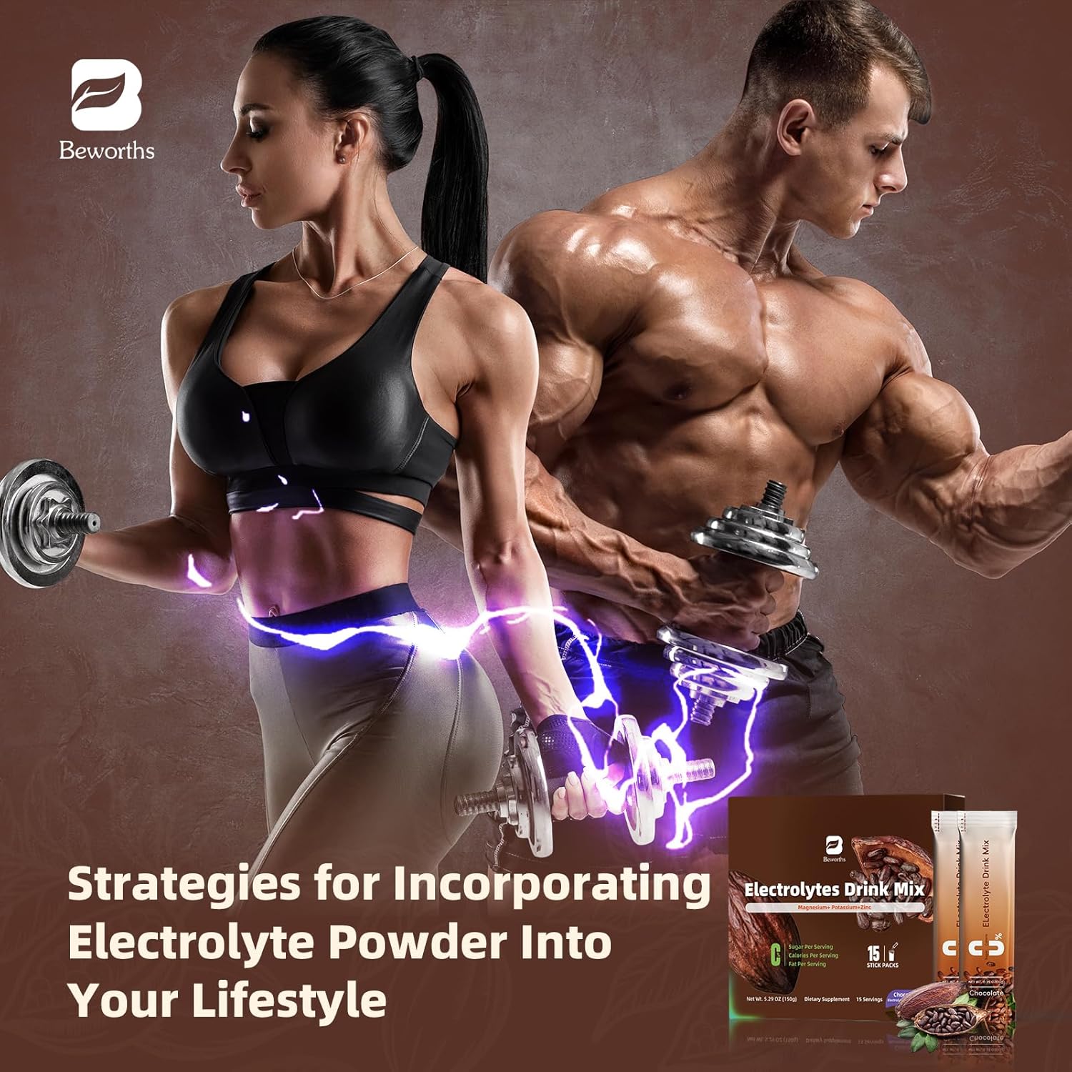 Sugar-Free Electrolyte Powder Packets with Vitamins & Magnesium - 15 Sticks for Hydration Replenishment