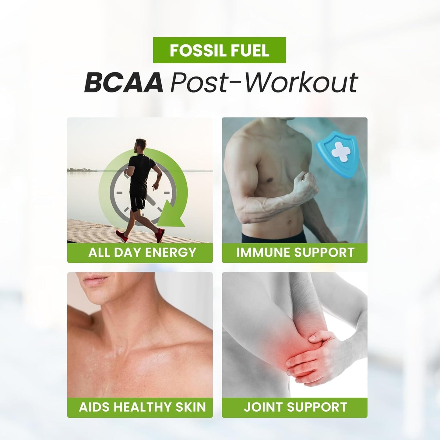 Sugar-Free Fossil Fuel BCAA Post-Workout Powder - Muscle Recovery & Hydration - Honeydew Watermelon Flavor (45 Servings)