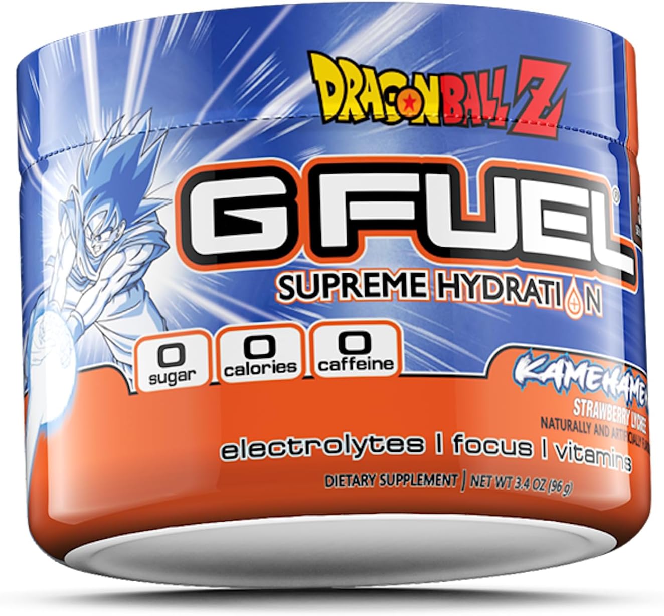 Sugar-Free G Fuel Kamehameha Hydration Electrolytes Powder - Strawberry Lychee Flavor - Zero Caffeine - Energy, Focus, & Hydration - 3.4 oz (30 Servings)