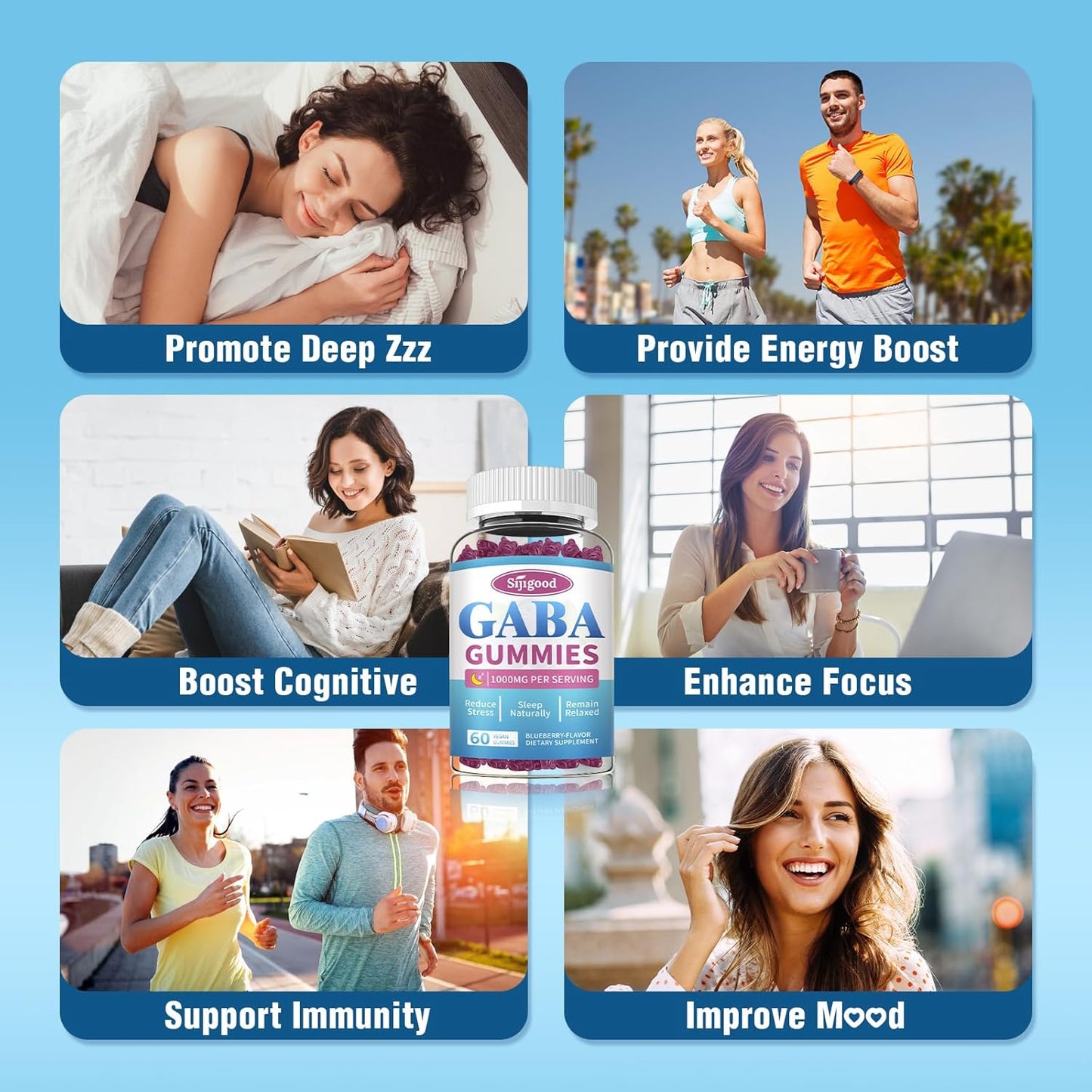 Sugar-Free GABA Gummies with L-Theanine & 5-HTP - Natural Calm & Sleep Support for Adults & Kids - 120 Count