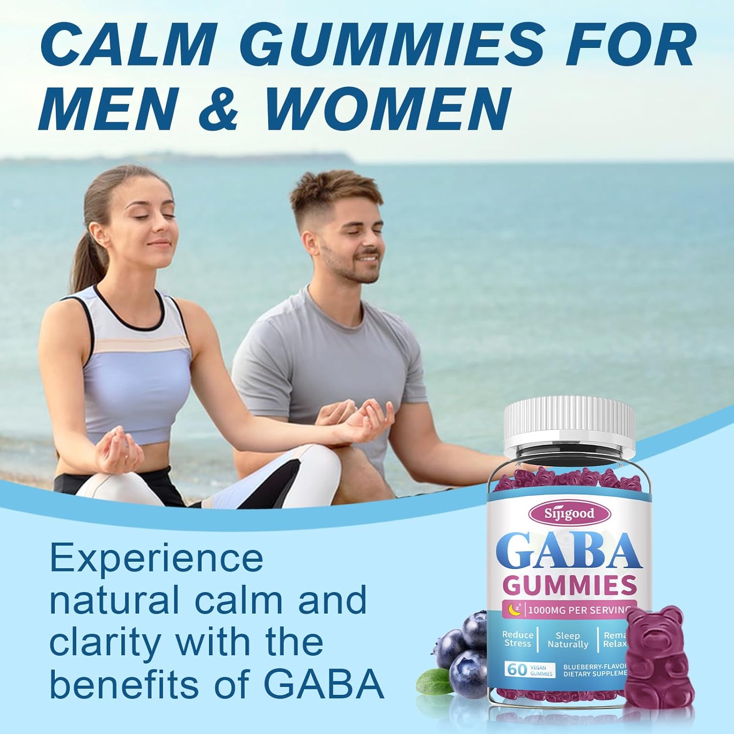 Sugar-Free GABA Gummies with L-Theanine & 5-HTP - Natural Calm & Sleep Support for Adults & Kids - 120 Count