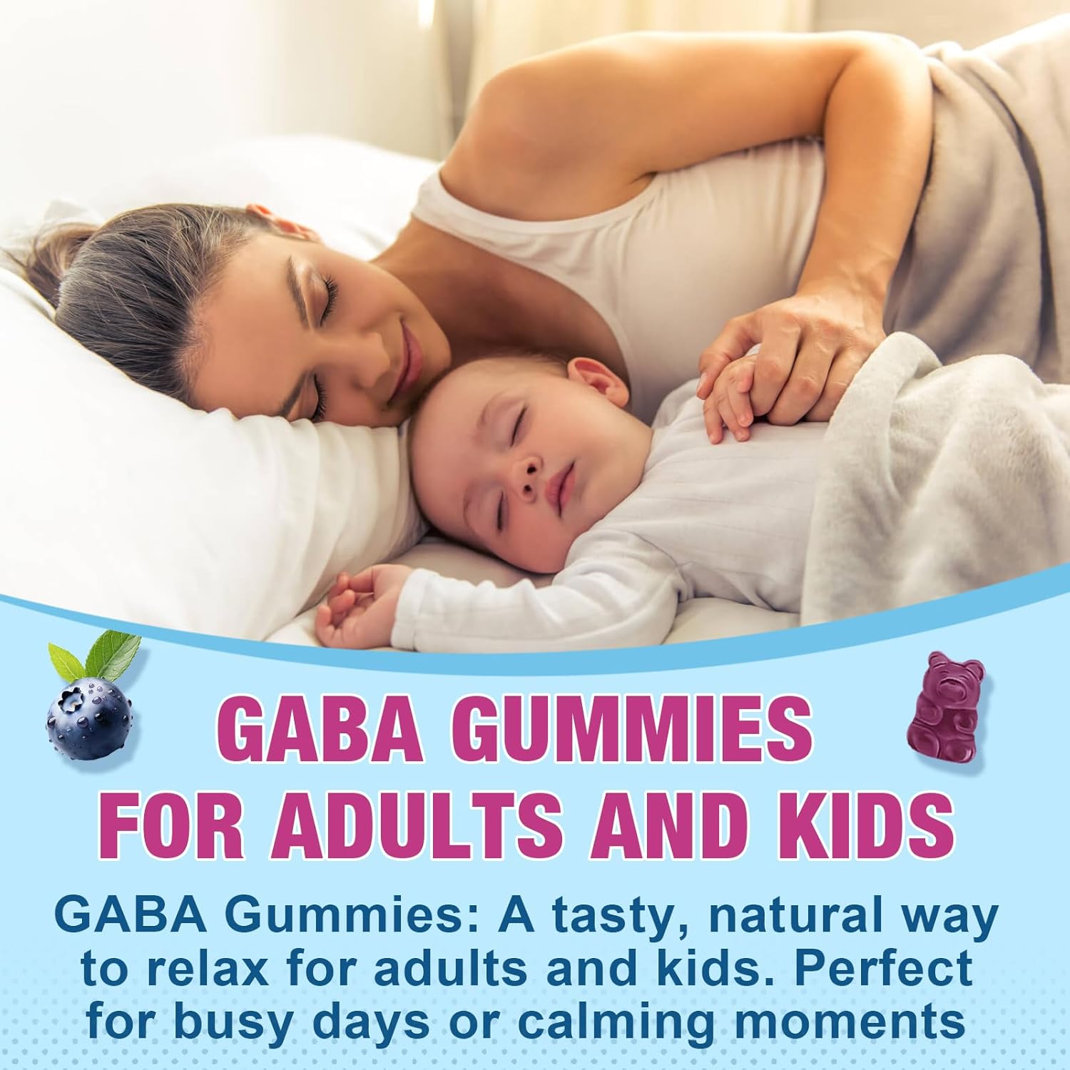 Sugar-Free GABA Gummies with L-Theanine & 5-HTP - Natural Calm & Sleep Support for Adults & Kids - 120 Count