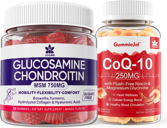 Sugar-Free Glucosamine Chondroitin MSM Gummies with CoQ10 - 120 + 60 Counts