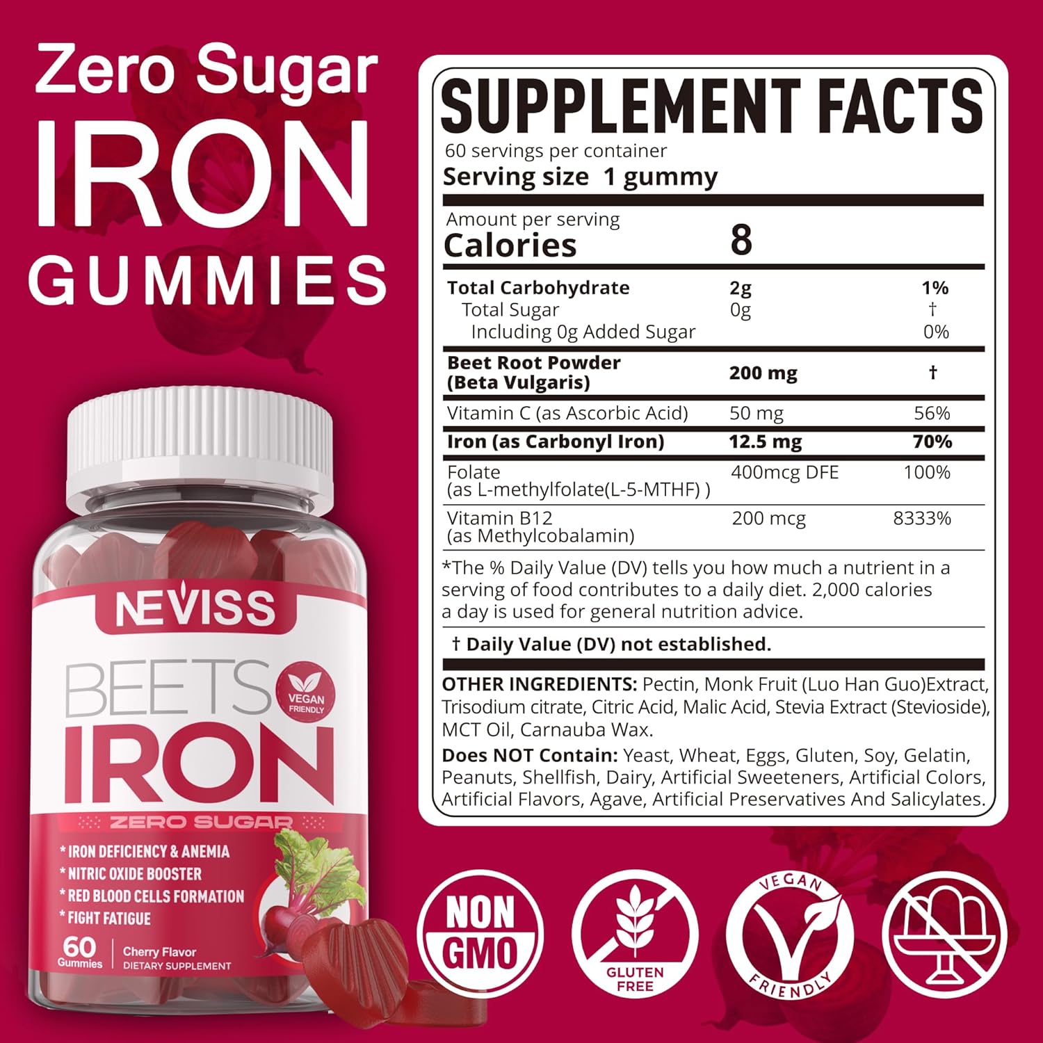Sugar-Free Grass Fed Colostrum Gummies with Gentle Iron - NEVISS