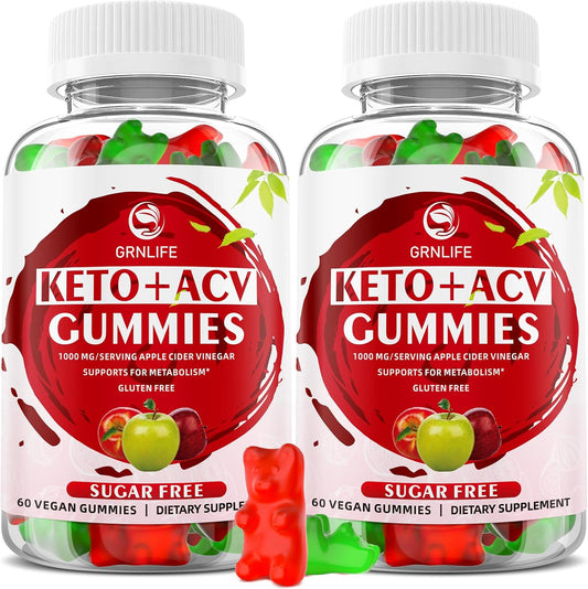 Sugar-Free GrnLife Keto ACV Gummies, 1000MG Apple Cider Vinegar Supplement, Metabolism Support for Men and Women, Made in USA, 120 Count
