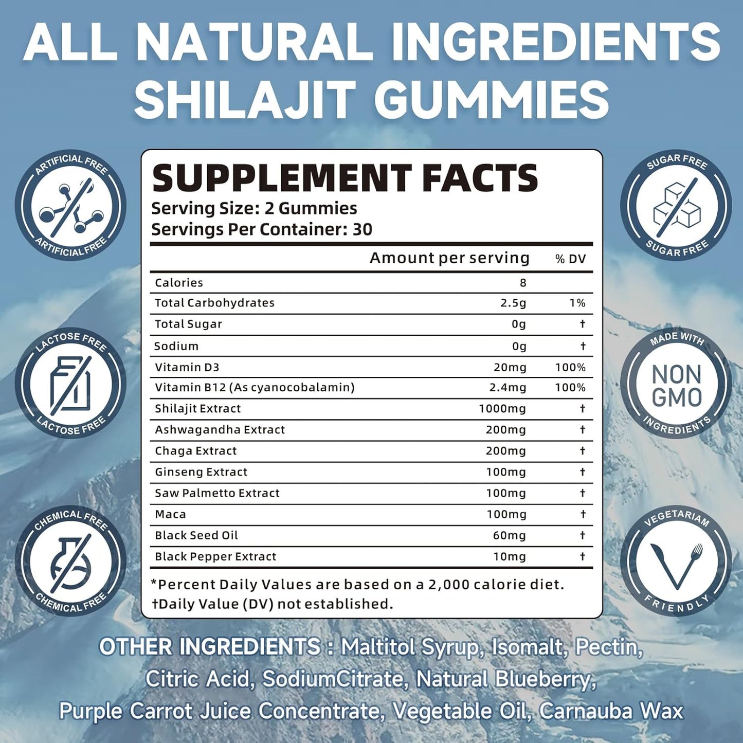 Sugar-Free Himalayan Shilajit Gummies for Energy, Brain & Immunity - 60 Gummies with 85+ Trace Minerals & Fulvic Acid - Men & Women's Supplement - BoostGo Australia