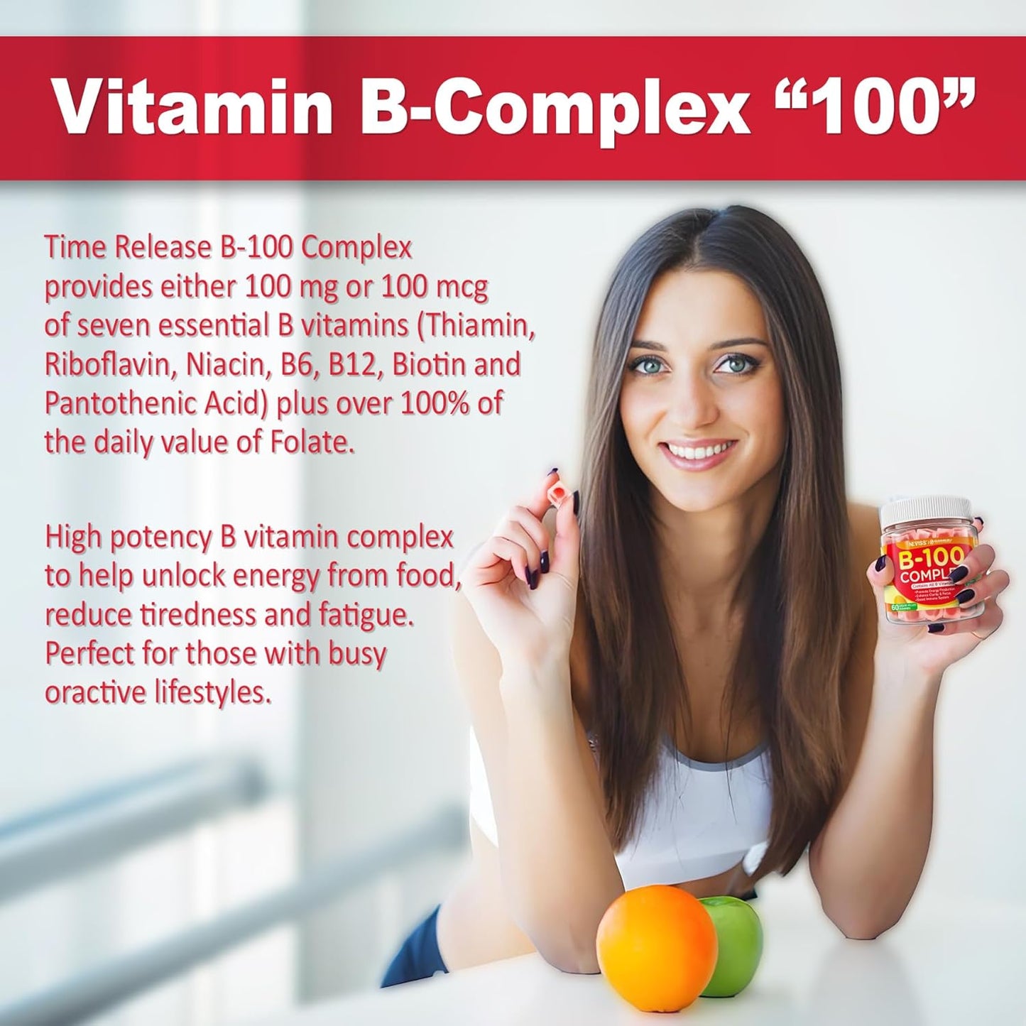 Sugar Free Iron Gummies with Vitamin B100 Complex for Energy and Immune Support