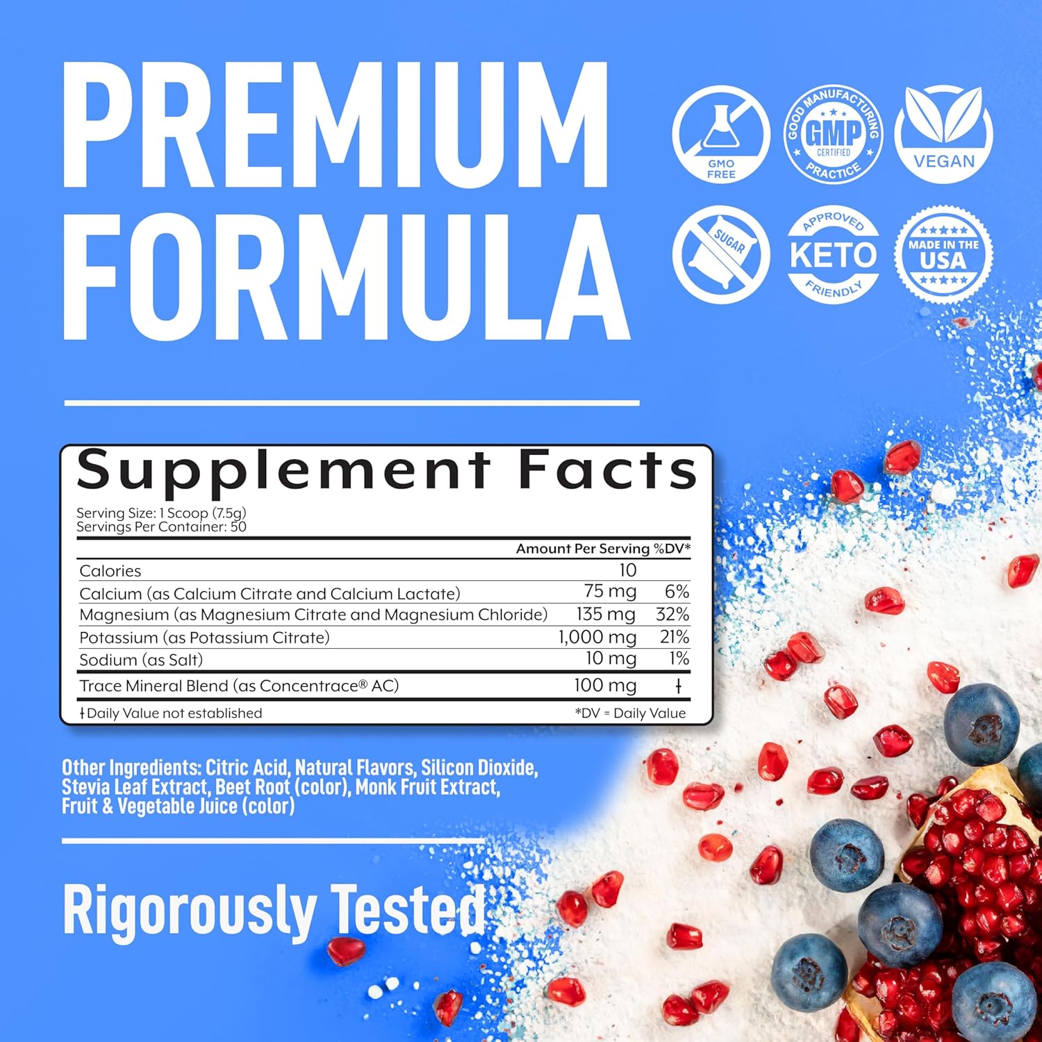 Sugar-Free Keppi Keto Electrolytes Powder for Advanced Hydration & Recovery - Blueberry Pomegranate Flavor - Made in USA - Easy Mixing